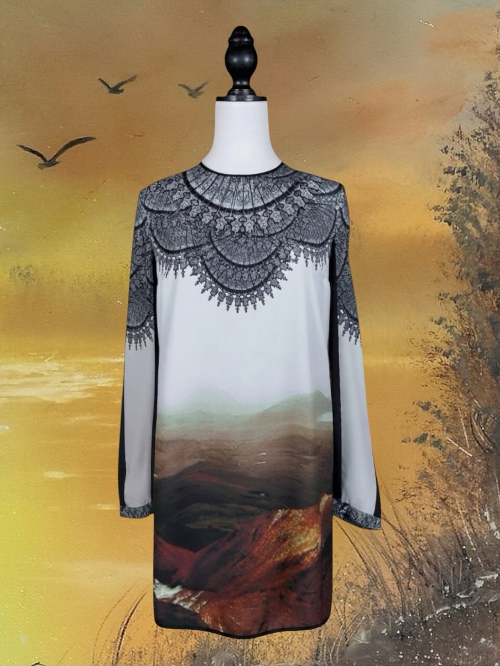 Clover Canyon Avant Garde Indie Maximalism Contemporary Scenic Statement Dress M